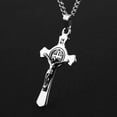 thumbnail image 5 of HZMAN Stainless Steel Saint St St. Benedict Crucifix Cross Pendants Necklace INRI (Silver), 5 of 7
