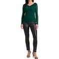 thumbnail image 2 of Women's Semi Sheer Long Sleeve Ruched V Neck Sequin Panel Casual Party Shirt Top S Green, 2 of 6