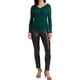 thumbnail image 2 of Camisa de fiesta casual de manga larga semi transparente para mujer con panel de lentejuelas y escote en V, color verde L, 2 of 6