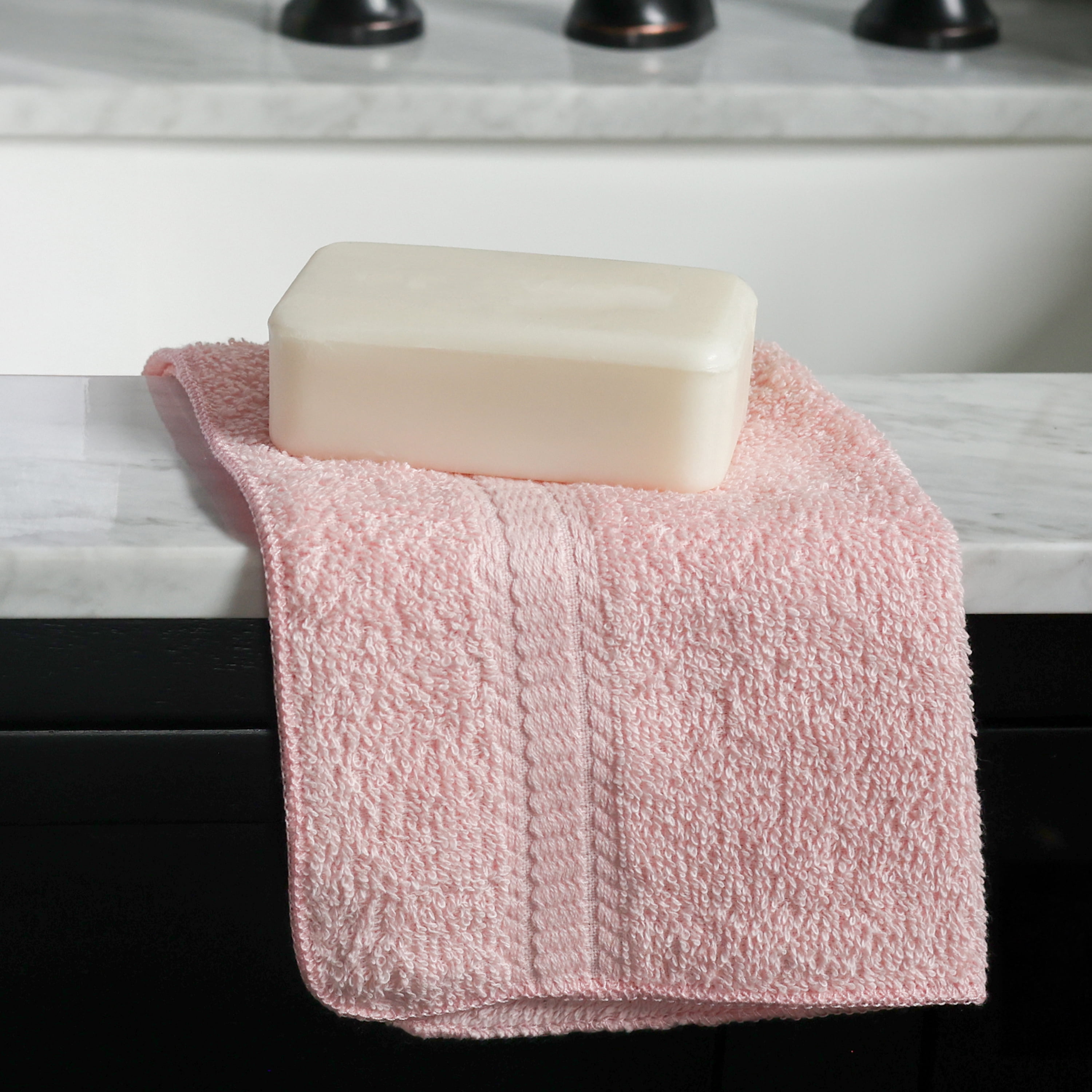 Mainstays Basics 8pk Washcloth Set, Pink, 100% Cotton, 12x12