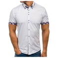 thumbnail image 2 of SwiftWear Men Polyester Short Sleeve Turndown collar Plaid Tshirts White M, 2 of 5