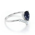 thumbnail image 2 of Pear Cut Lab-Created Blue Sandstone and Diamond Nestled Engagement Ring in 925 Sterling Silver – Elegant Jewelry for Her, Unique Bridal Ring, 2 of 6
