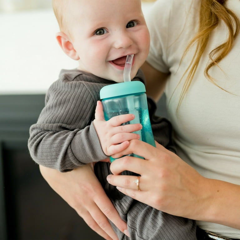 The First Years Stitch Silicone Straw Cup — Spill Proof Sippy Cups —  Toddler Cups for 9 Months and Up — 7 Ounces