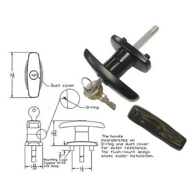 Truck Cap THandle for Statewide Cap Doors with Dust Cover Counter Clockwise