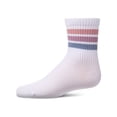 thumbnail image 2 of MeMoi Kids Ribbed Cotton-Rich Triple-Stripe Varsity Crew Sock - Girls - Female, 4, White-Bright, 2 of 11