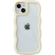 Cute Curly Wave Frame Shape Shockproof Soft Compatible with iPhone Case (Yellow,iPhone X/Xs)