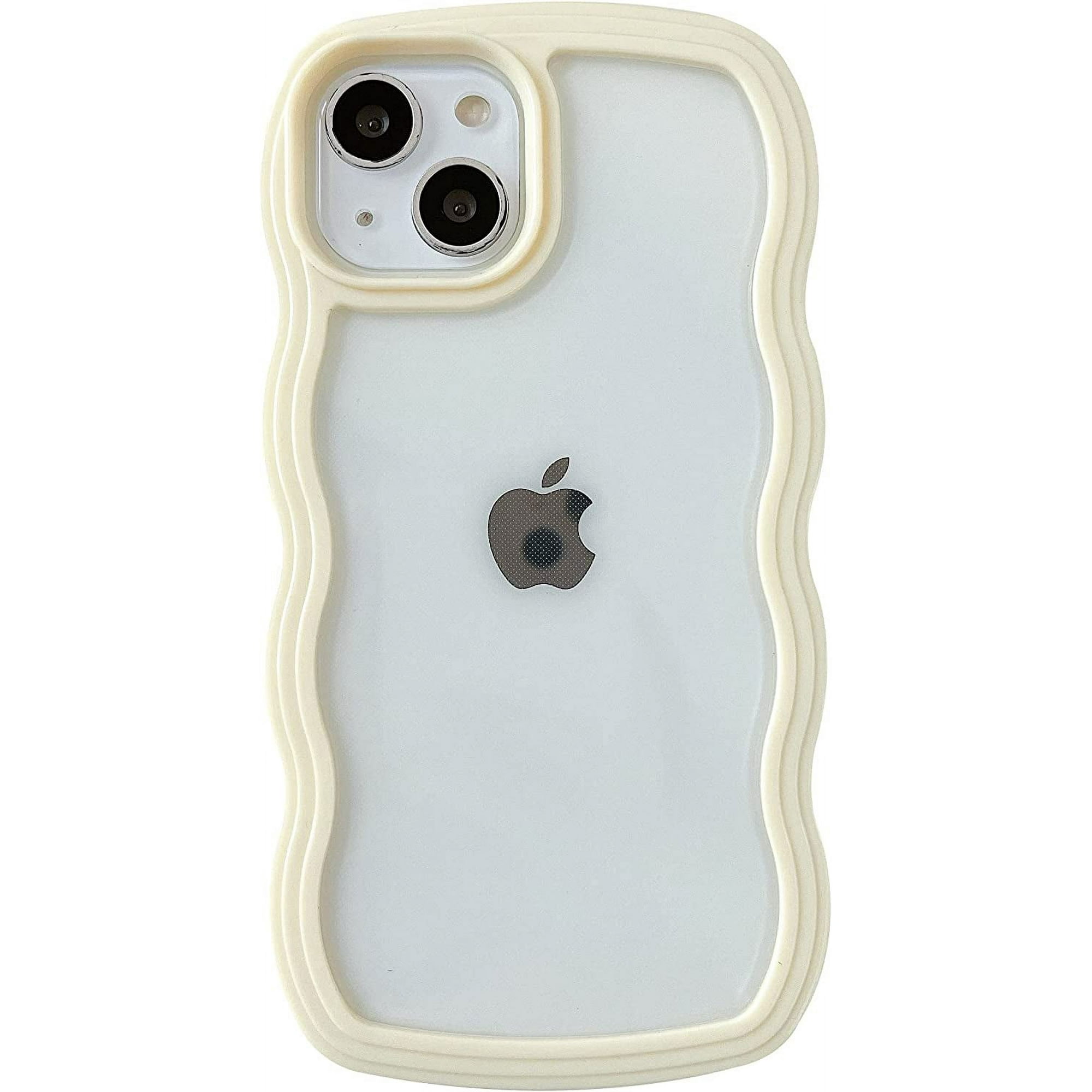 Cute Curly Wave Frame Shape Shockproof Soft Compatible with iPhone Case (Yellow,iPhone X/Xs)