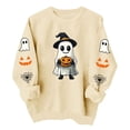 thumbnail image 2 of Womens Halloween Tops Cute Ghost Printed Crew Neck Long Sleeve Trendy Loose Spooky Festival Pullover Top Khaki L, 2 of 6