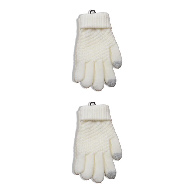 Qarigey Guantes Pantalla táctil Tejer Manoplas cálidas Unisex Mujer Guantes de invierno Manoplas de punto de colores, Blanco Blanco 2piezas Qarigey CBP051491