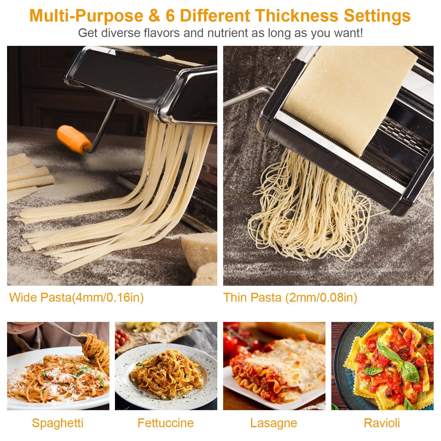 Himimi 7 Adjustable Thickness Settings Manual Pasta Maker with Rollers,  Bench Clamp, and Cutter & Reviews