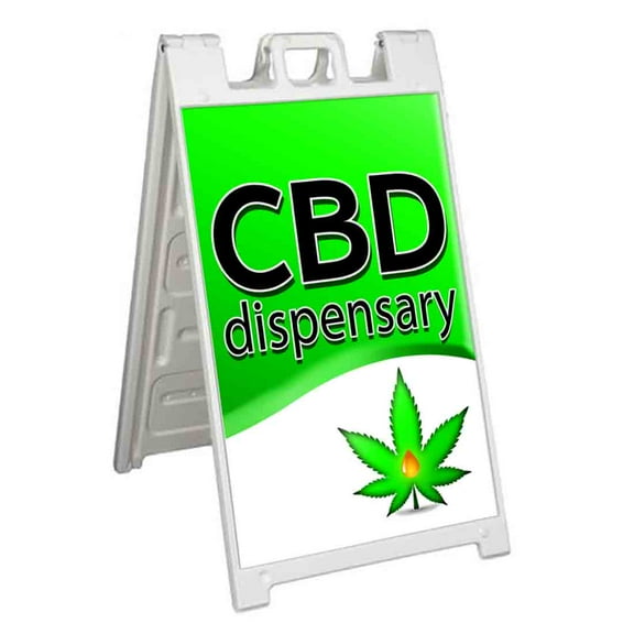 CBD Dispensary (24" X 36") Standard A-Frame Signicade, Includes Decal Applied To Stand