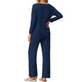 thumbnail image 4 of MINTREUS Women's Pajama Sets Long Sleeve V Neck Lounge Sets Soft Ribbed knit Sleepwear 2 Piece Pjs Set, 4 of 8