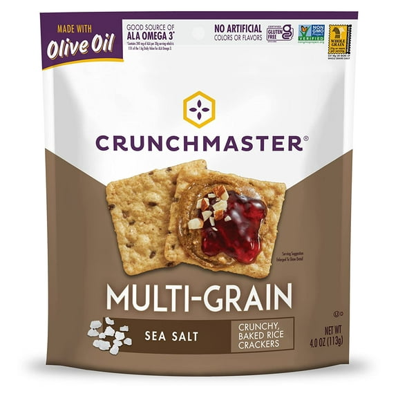 Pack of 12, Crunchmaster Sea Salt Multi-Grain Crackers, 4 oz
