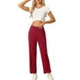 thumbnail image 2 of INSPIRE CHIC Women's Cotton Pajama Bottom Elastic Waist Loose Lounge Sweatpants Pants with Pockets XL Purple Red, 2 of 6