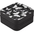 thumbnail image 2 of GZHJMY White Butterflies Black Compact Leather Jewelry Box - Mini Travel Jewelry Case Organizer & Holder for Girls, Women | Ideal for Necklace Bracelet Earrings Rings, 2 of 7