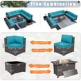 thumbnail image 3 of Kullavik Outdoor Patio Furniture Set with Gas Fire Pit Table, 13 Pieces Outdoor Furniture Set Patio Sectional Sofa w/43in Propane Fire Pit, PE Wicker Rattan Patio Conversation Sets,Blue, 3 of 8