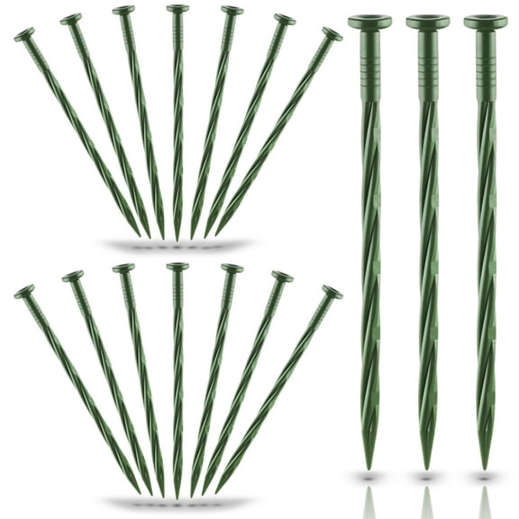 40-Pack 8-Inch Plastic Landscape Edging Anchoring Stakes, Spiral Landscape Anchoring Spikes for Paver Edging, Weed Barrier, Artificial Turf Nails & More (Fits Dimex EasyFlex Proflex) (40, Green)