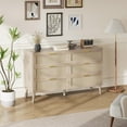 thumbnail image 7 of Huisuilinss Rattan 6 Drawer Dresser,Modern Chest Of Dressers,Mid Century Double Dresser,Beside Table Wood TV Stand With Handles Large Table Top For Closet Bedroom Living Room Hallway Entryway, 7 of 7