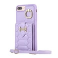 thumbnail image 3 of Nalacover for iPhone 8 Plus/iPhone 7 Plus Ring Holder Crossbody Wallet Case with Credit Card Slots, Lanyard Shoulder Strap Premium PU Leather Wrist Hand Strap Cover with Kickstand,Purple, 3 of 10