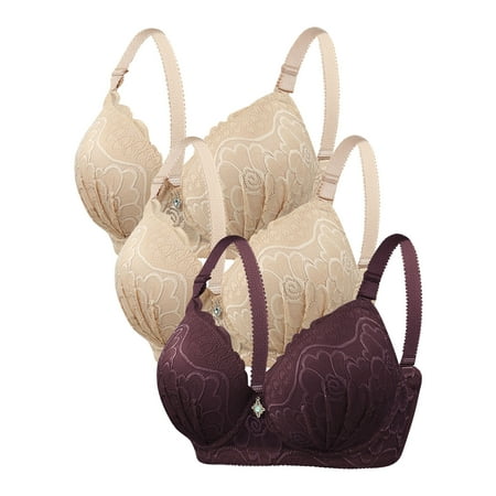 LLYwey Padded Bras for Women Discounts Women s Solid Color Underwire Oversized Push up Underwear Daily Bra Women s Plus Size Nylon Demi Cup Bra Style LW-124 Coffee M