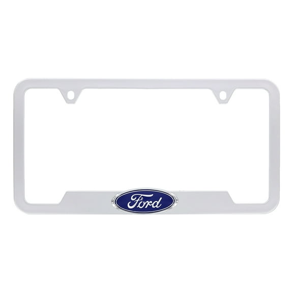 Ford 3D Badge Logo Silver ABS Plastic License Plate Frame Holder 2 Hole