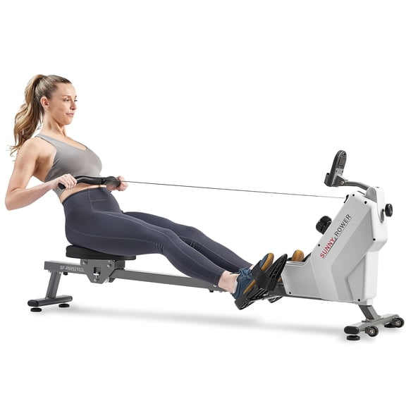 Magnetic Rowing Machine for Home Exercise, Quiet & Smooth Rower with Compact Storage and Optional Free SunnyFit App Connectivity