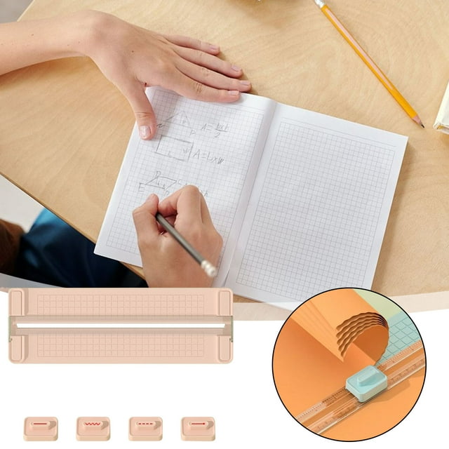 Cortador de papel cuatro en uno | Recortadora multiusos | Herramienta de corte de precisión para manualidades, álbumes de recortes, oficina | Compacto y portátil | Empuñadura ergonómica | Materiales