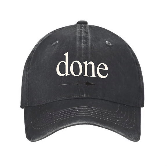 Vintage Cotton Washed Distressed Baseball Cap - Dark Golf Dad Hat for Men & Women with ' Done ' Print and Curved Brim