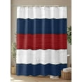 thumbnail image 4 of Fsddascl Red Navy Blue Stripe Shower Curtain Set - Long 72" x 84" Washable Bathtub Curtain with 12 Hooks, Retro Farmhouse Striped Vintage Waterproof Fabric Stall Shower Curtains for Bathroom/Bathtub, 4 of 6