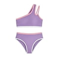 thumbnail image 3 of JAJAHO Bikini Sets For Girls 2 Piece Swimsuits One Shoulder Color Block Bathing Suit For Kids Teens 7-16Y Versatile Beachwear, 3 of 6
