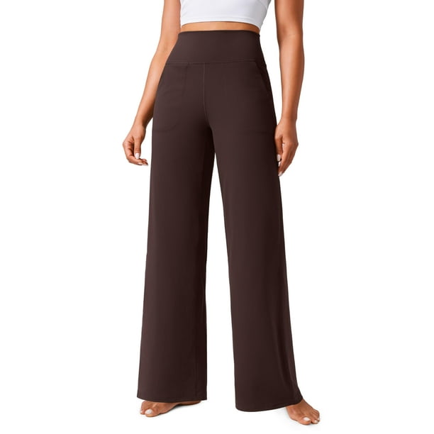 Pantalones CRZ YOGA Butterlift, cintura alta, pierna ancha, marrón, XL, mujer