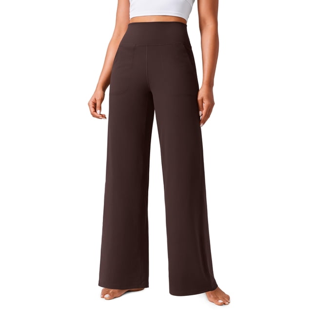 Pantalones CRZ YOGA Butterlift, cintura alta, pierna ancha, marrón, XL, mujer