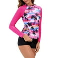 thumbnail image 5 of Idoravan Women's 2PCS Long Sleeve Swimsuit Swimsuit Women Long Sleeve Tops and Shorts Diving Suit Siamese Summer Beach Surfing Swimwear Pink XXL, 5 of 7