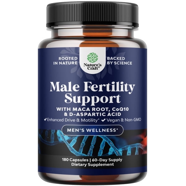 Pre Conceive Male Reproductive Supplement - Reproductive Cells Health with CoQ10, Maca Root, Methyl Folate & D-Aspartic Acid - Mens Conceive Cells Count Support - Support for Him, 180 Count