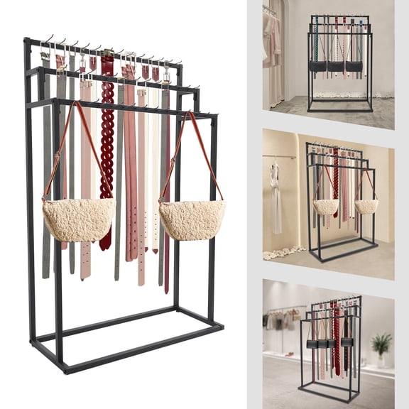 Floor Mounted Belt Hanger, Ties Scarf Rack Shawls Purse Shelf, Belt Organizer