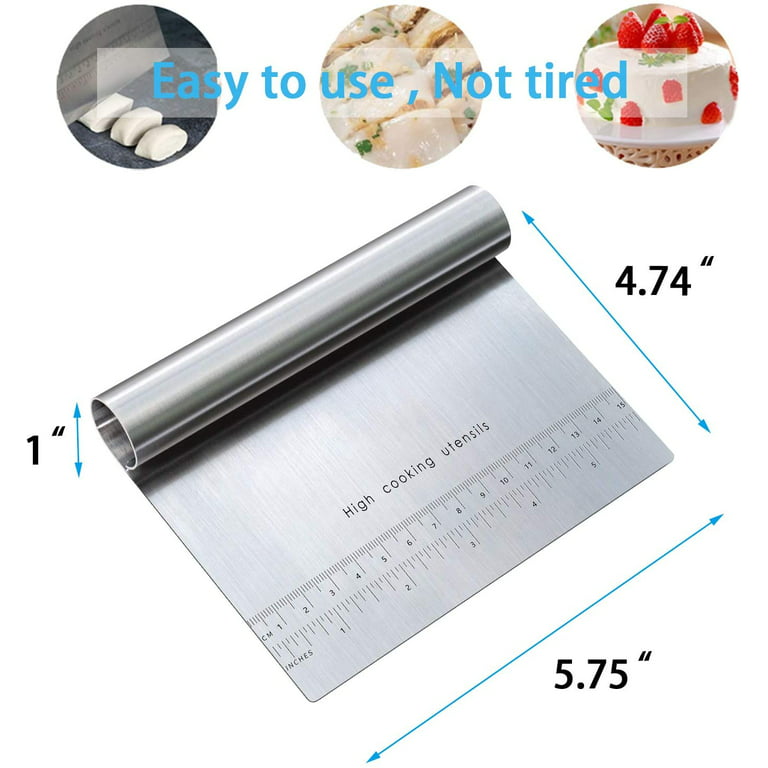 Pro Dough Pastry Scraper/Cutter/Chopper Stainless Steel Mirror Polished  with Measuring Scale Multipurpose- Cake, Pizza Cutter - Pastry Bread  Separator Scale Knife (1) 