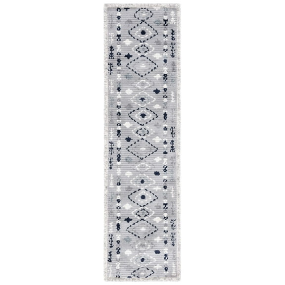 SAFAVIEH Marrakesh Lillian Medallion Polyester Runner Rug, Grey/Navy, 2'2" x 8'