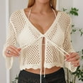 thumbnail image 5 of Qzwdhjm Crochet Cardigans for Women Hollow Out Cropped Swimsuits Coverups Long Sleeve Open Front Beach Cover Up Lighweight Trendy Beachwear Cardigan, 5 of 6