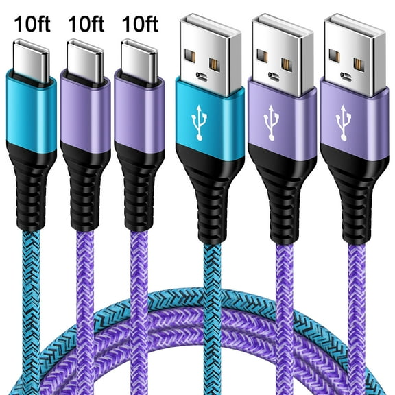 USB Cables,Type C Charging Cable 10ft Type C Cables 10ft-3PACK,ABCPOW USB A to USB C Type C Cable High Speed Android Type C Charger Fast Charging Phone Charger Cord