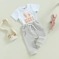 thumbnail image 3 of Douhoow Toddler Baby Boy Easter Clothes Set Rabbit Ear Print Short Sleeve T-Shirts Solid Pants, 3 of 8