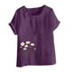 thumbnail image 4 of Puntoco Liquidación de blusas cortas para mujer Blusa informal y de lino con botones y manga corta estampada para mujer, 4 of 4