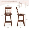 thumbnail image 3 of Gymax 4PCS 24.5 Inch Counter Height Bar Chairs Swivel Bar Stools w/ Hollow Backrest Walnut, 3 of 9