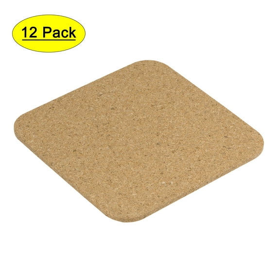 Uxcell Square Cork Coasters Drinks Absorbent Mats 12 Pack 4 x 4 x 0.12 inch