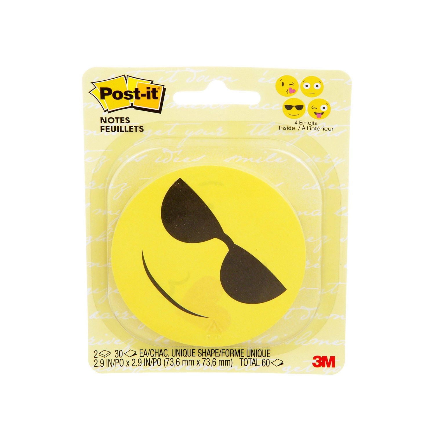 Feuillets Post-it®, 7,4 cm x 7,4 cm (2,9 po x 2,9 po), 30 feuillets/bloc, 2 blocs/paquet