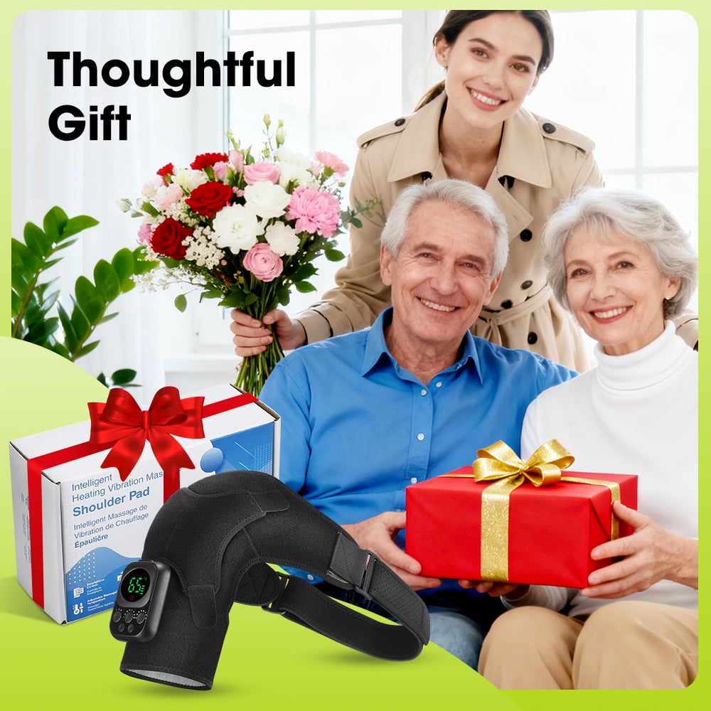 Heated Shoulder Brace, 6 Heat Settings Heating Pad for Shoulder, 5000mAh Battery Powered and Mobile App Remote Control, Heated Shoulder Wrap with Vibration for Women Men