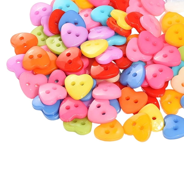 100 piezas de botones de costura con 2 agujeros para manualidades, álbumes de recortes y regalos Corazón