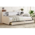 thumbnail image 4 of Twin Size Velvet Platform Bed with Storage and Drawers, Beige, for Bedroom, 4 of 18