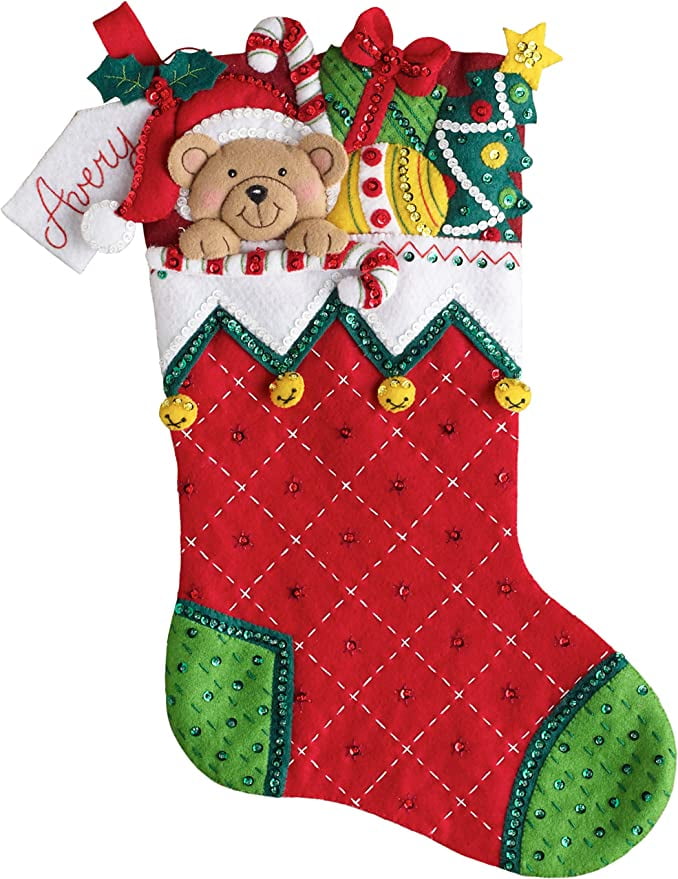 Bucilla SANTA'S SWEET SHOP Felt Christmas Stocking Kit FACTORY DIRECT OOP18" NEW