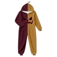 thumbnail image 4 of CUZIBR Kids Halloween Onesie Pajamas Girls Boys Hooded Plush Pumpkin Pajama Patchwork Zip Up Long Sleeve Jumpsuit Loungewear Cozy Sleepwear,Brick Red,9-10 Years, 4 of 4