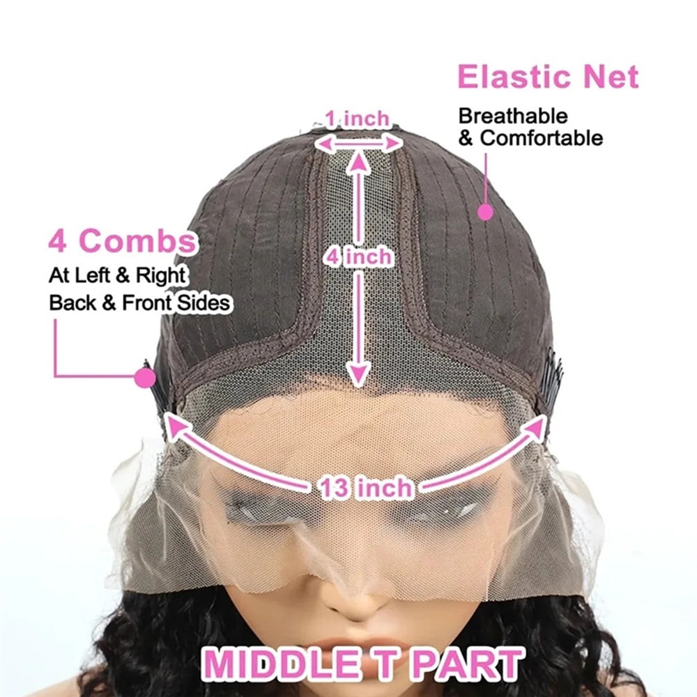 150 Density Body Wave Short Bob Wig Human Hair Pre Plucked Hair black 8 - 16 Inch T Middle Part Lace Bob Wigs for Women